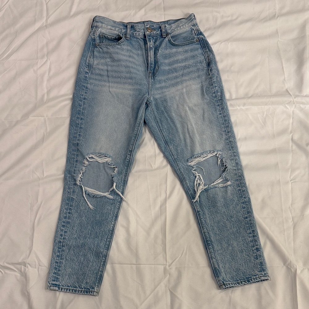 American Eagle Outfitters Light Blue High Rise Ripped Jeans